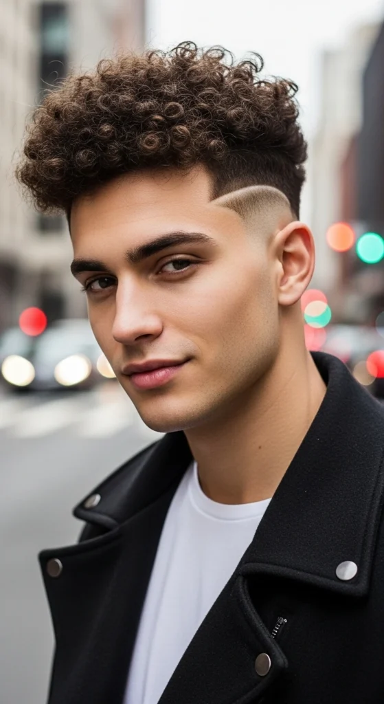 High Burst Fade Curly Hair