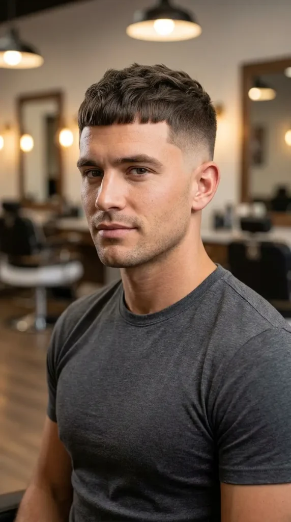 Caesar Cut with Temple Fade