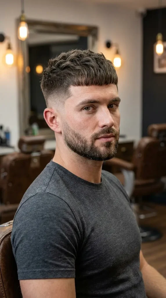 Caesar Cut with Burst Fade
