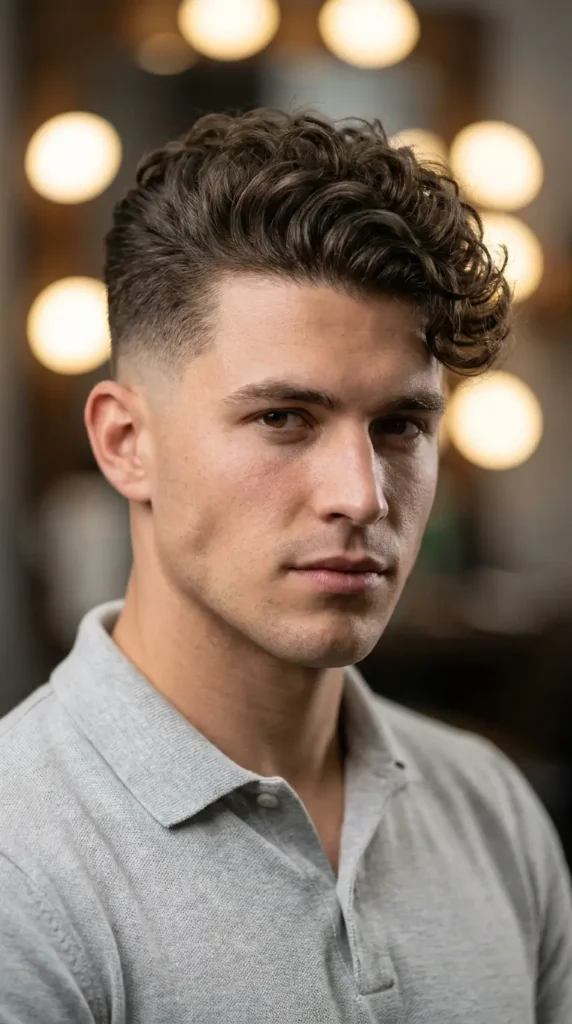 Comb Over Fade with Curly Top