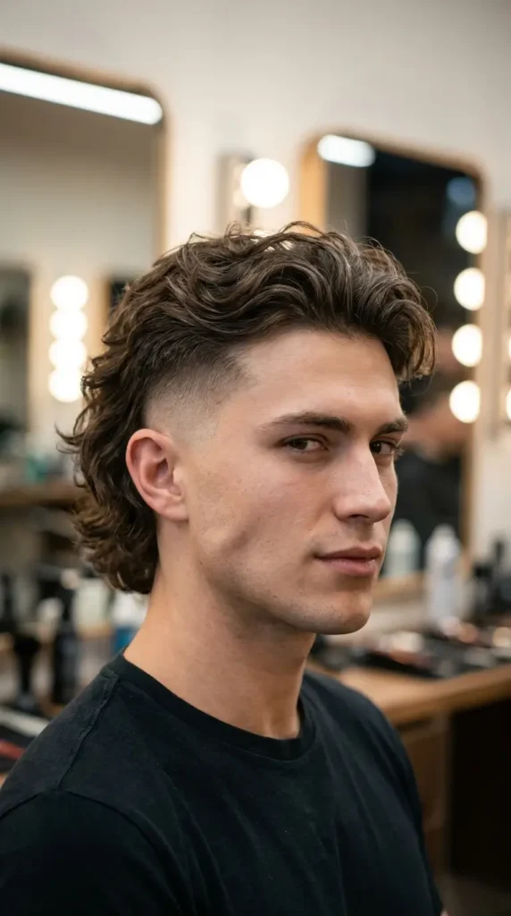 High Fade with Wavy Mullet