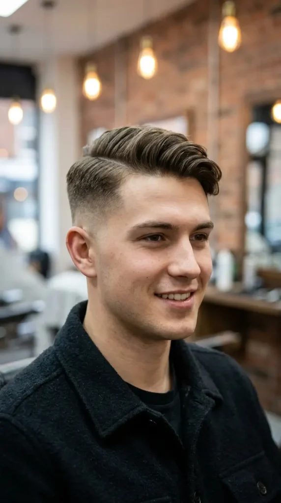 High Fade with Natural Side Part