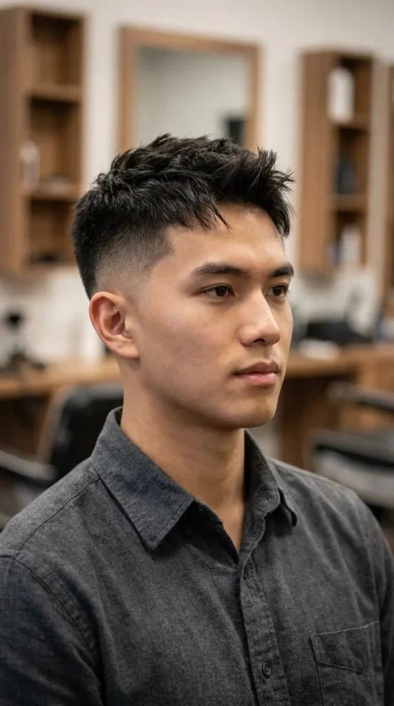 High Fade with Textured Crew Cut