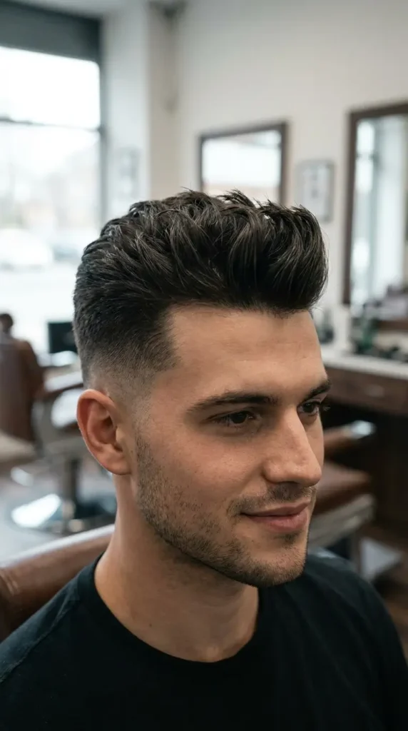 High Fade with Textured Pompadour