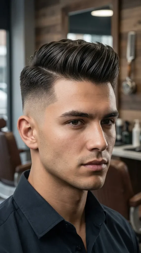 High Fade with Side-Swept Quiff