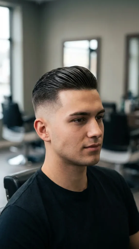 High Fade with Classic Slick Back
