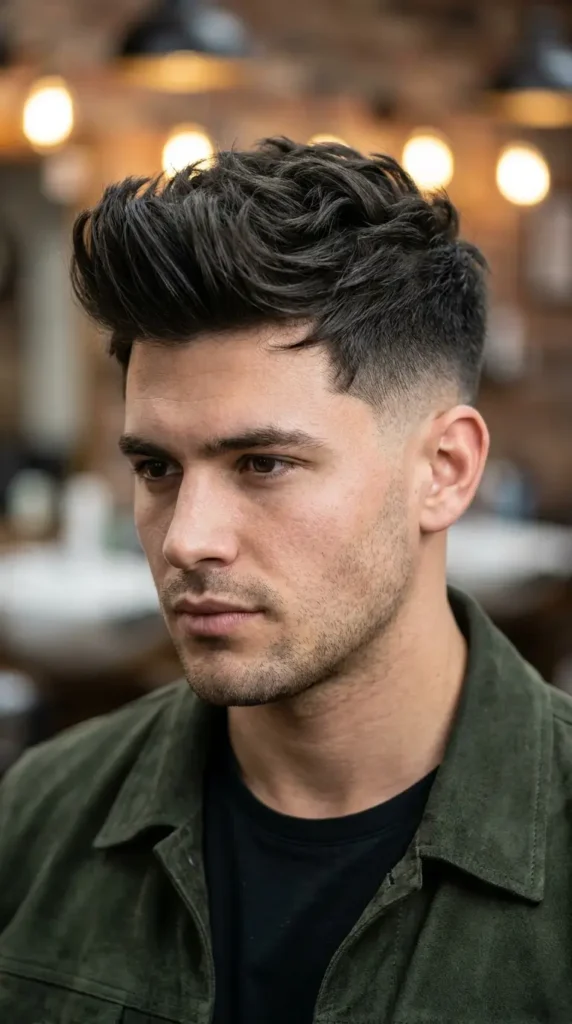 For Thick Hair Textured Quiff with Fade