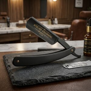 Atelier Matte Black Folding Straight Razor (Shavette)